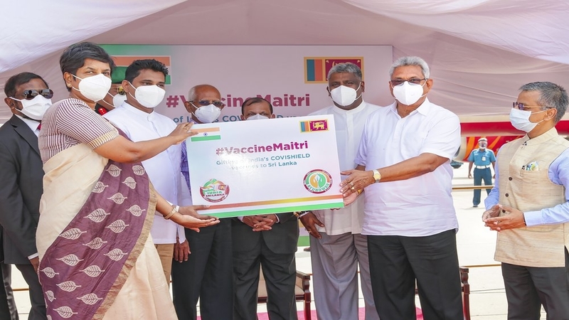 https://apnews.com/article/sri-lanka-india-coronavirus-pandemic-colombo-coronavirus-vaccine-e48e5de02fec9a91f929cbfd0355a3a1 Click to copy RELATED TOPICS Sri Lanka India Coronavirus pandemic Colombo Coronavirus vaccine Asia Pacific India donates first 500,000 doses of vaccine to Sri Lanka